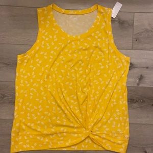 Yellow Twist Hem Top